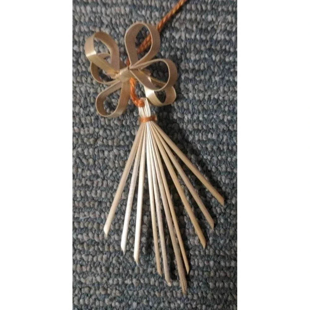 Vtg Scandinavian Woven Straw Christmas‎ Ornaments Angel Cross Heart Folk Art